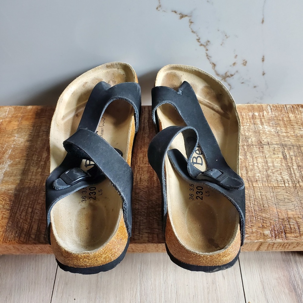 Betula Birkenstock Boogie Sandals Womens 36 Black Leather Comfort Slides